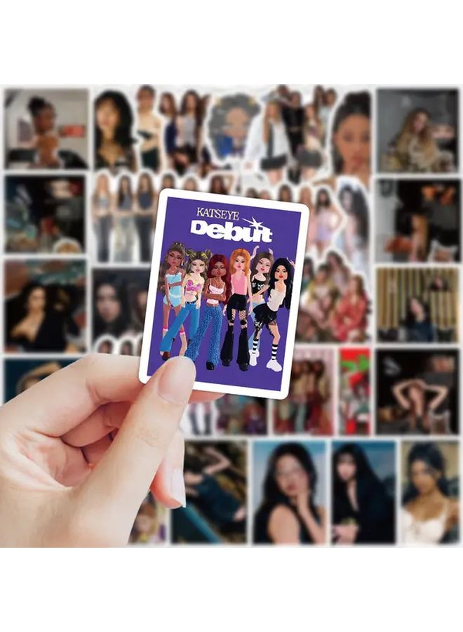 78 قطعة من ألبوم ملصقات كاتس آي K-Pop مع كلمات الأغاني وشعارات وخلفية مجانية وديكور سكرابوك - Image 3