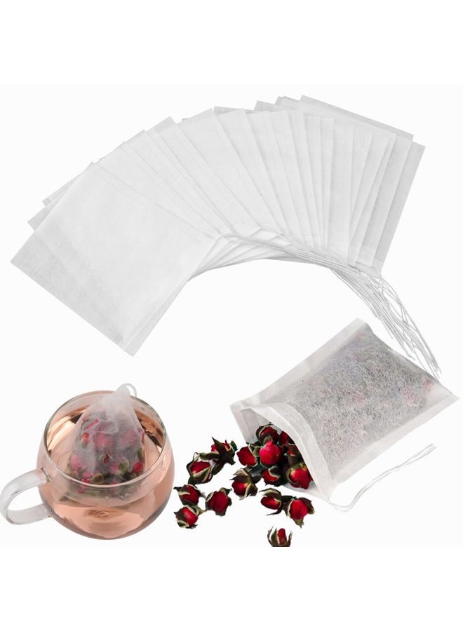 NEPAK 100PCS Disposable Tea Filter Bags for Loose Tea,Drawstring Empty Bag for Loose Leaf Tea, with 100% Natural Unbleached Paper(3.15 x 3.94 inchs) - Image 1
