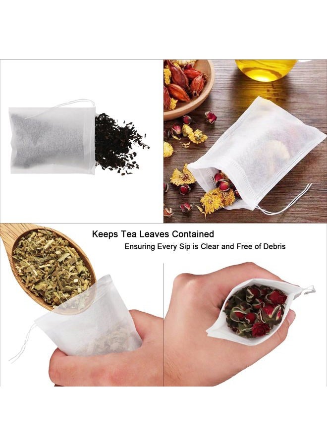NEPAK 100PCS Disposable Tea Filter Bags for Loose Tea,Drawstring Empty Bag for Loose Leaf Tea, with 100% Natural Unbleached Paper(3.15 x 3.94 inchs) - Image 2