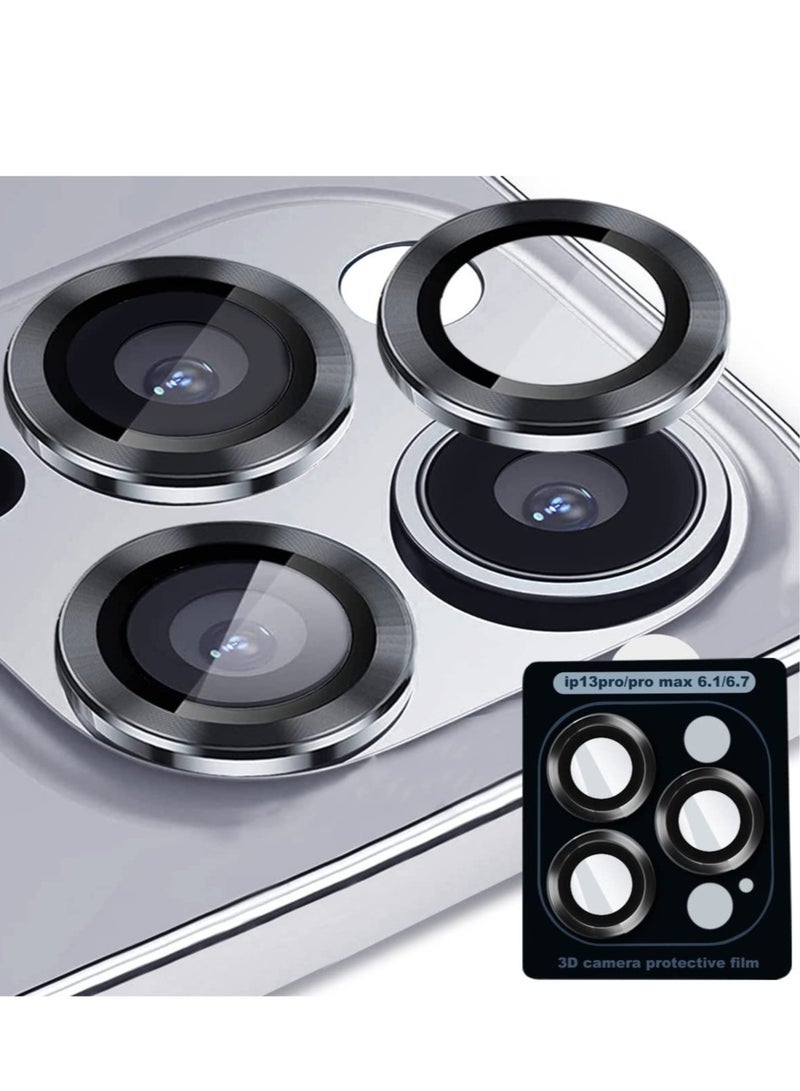 ELTRAZONE Camera Lens Protector for iPhone 13 Pro 6.1"& iPhone 13 Pro Max 6.7", Tempered Glass Camera Lens Protector Aluminum Alloy Lens Ring Cover Fit for iPhone 13 Pro/iPhone 13 Pro Max (Black) - Image 1