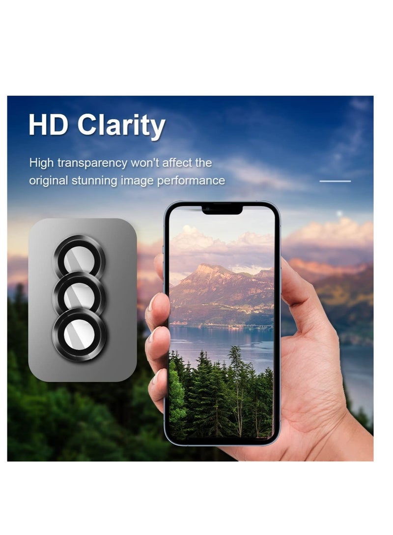 ELTRAZONE Camera Lens Protector for iPhone 13 Pro 6.1"& iPhone 13 Pro Max 6.7", Tempered Glass Camera Lens Protector Aluminum Alloy Lens Ring Cover Fit for iPhone 13 Pro/iPhone 13 Pro Max (Black) - Image 2