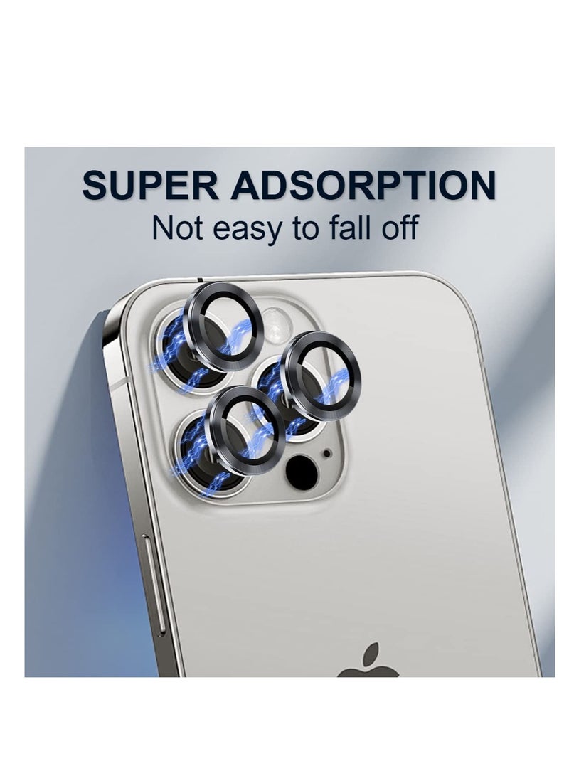 ELTRAZONE Camera Lens Protector for iPhone 13 Pro 6.1"& iPhone 13 Pro Max 6.7", Tempered Glass Camera Lens Protector Aluminum Alloy Lens Ring Cover Fit for iPhone 13 Pro/iPhone 13 Pro Max (Black) - Image 3