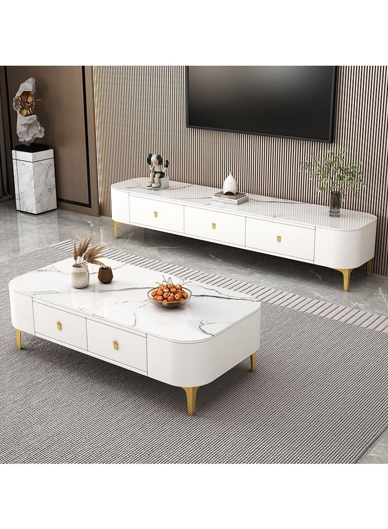Generic Light Luxury Glass Tea Table Simple Small Family Living Room Modern Square Storage Tea Table Soft Bag TV Cabinet Combination  - Image 2