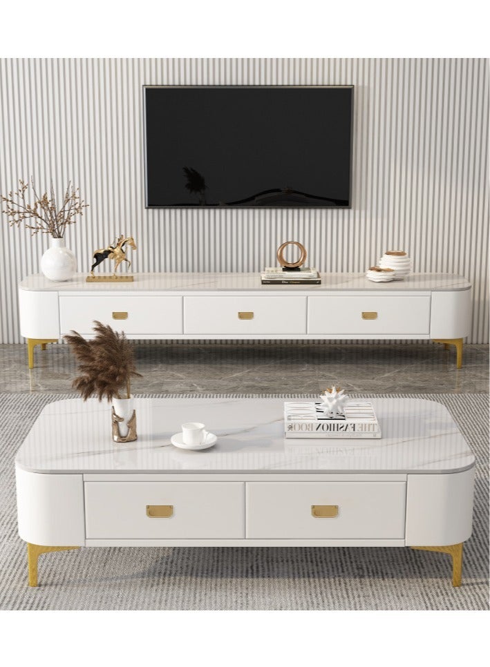 Generic Light Luxury Glass Tea Table Simple Small Family Living Room Modern Square Storage Tea Table Soft Bag TV Cabinet Combination  - Image 1