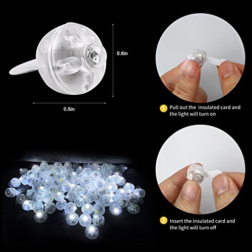 Aogist 100pcs White LED Balloon Light, Tiny Light Mini Round Led Ball Lamp for Paper Lantern Balloon, Indoor Outdoor Event - Fun Halloween Christmas Party Wedding Decoration Supplies - Image 2