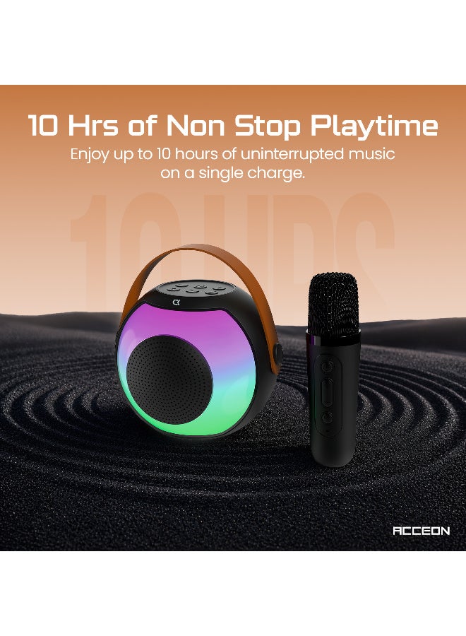 AcceOn Mini Portable Karaoke Machine with Wireless Microphone - 5W Bluetooth Speaker, 57mm Driver, 4 Playback Modes, RGB Lights & 5 Magic Voice Effects - Ideal Gift for Kids & Adults - Image 3