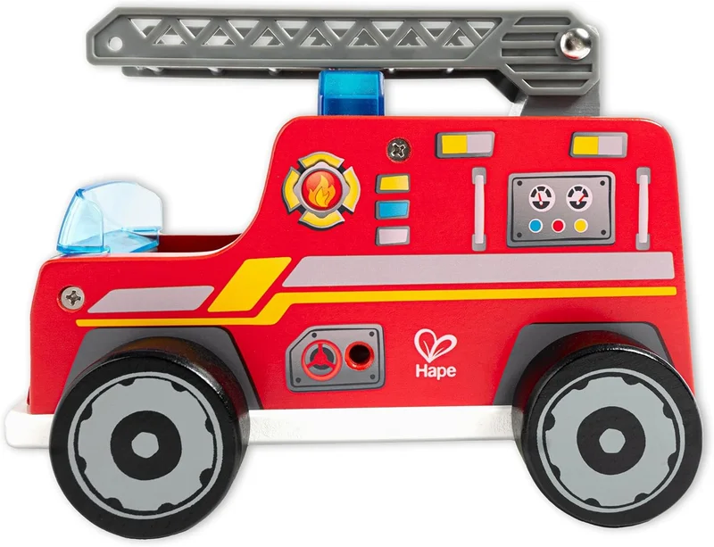 Hape Hape Fire Truck Playset - Wooden Fire Engine Toy with Action Figure & Rescue Dog