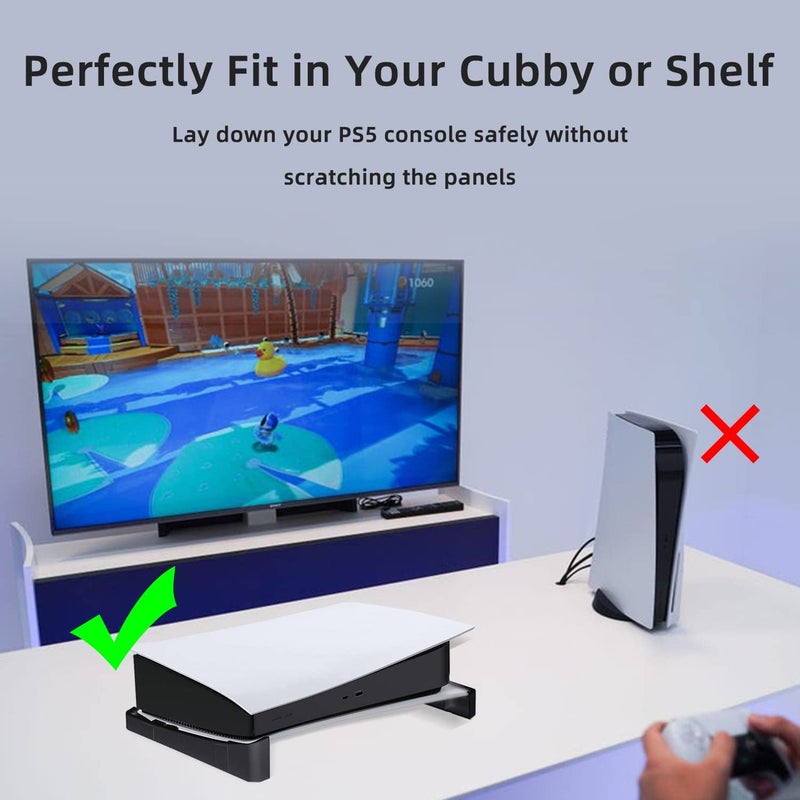 Mcbazel Horizontal Stand for Standard PS5 Stable Base Stand for PlayStation 5 Disc and Digital Editions (Black) - Secure Fit, Easy Installation (Not Compatible with PS5 Slim/Pro) - Image 2