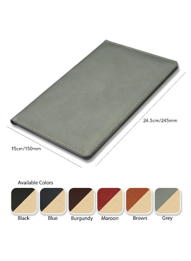 FIS Executive Bill Folder, Bonded Leather Materials, Padded Cover, Stitched Corners, Size 15x24.5cm, Magnetic Flap Closure, Corner Pocket & Pen Holder, Grey Color-FSCLBFGY - Image 5