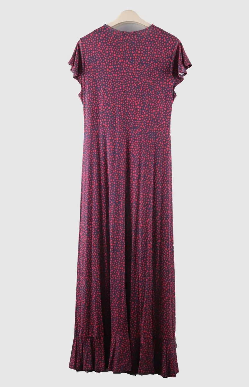 Alexander Gardi Alexander Gardi Buttoned Front V-Neck Ruffle Dress (B22-38800)