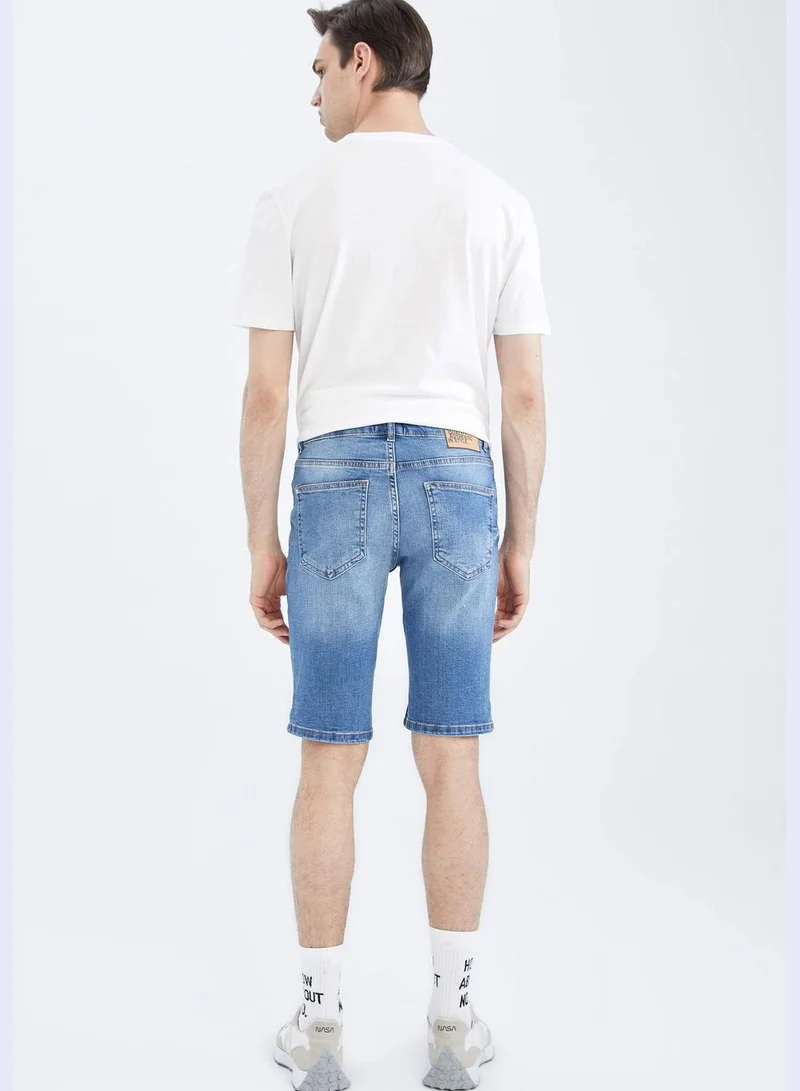 DeFacto Slim Fit Distressed Midi Jean Shorts