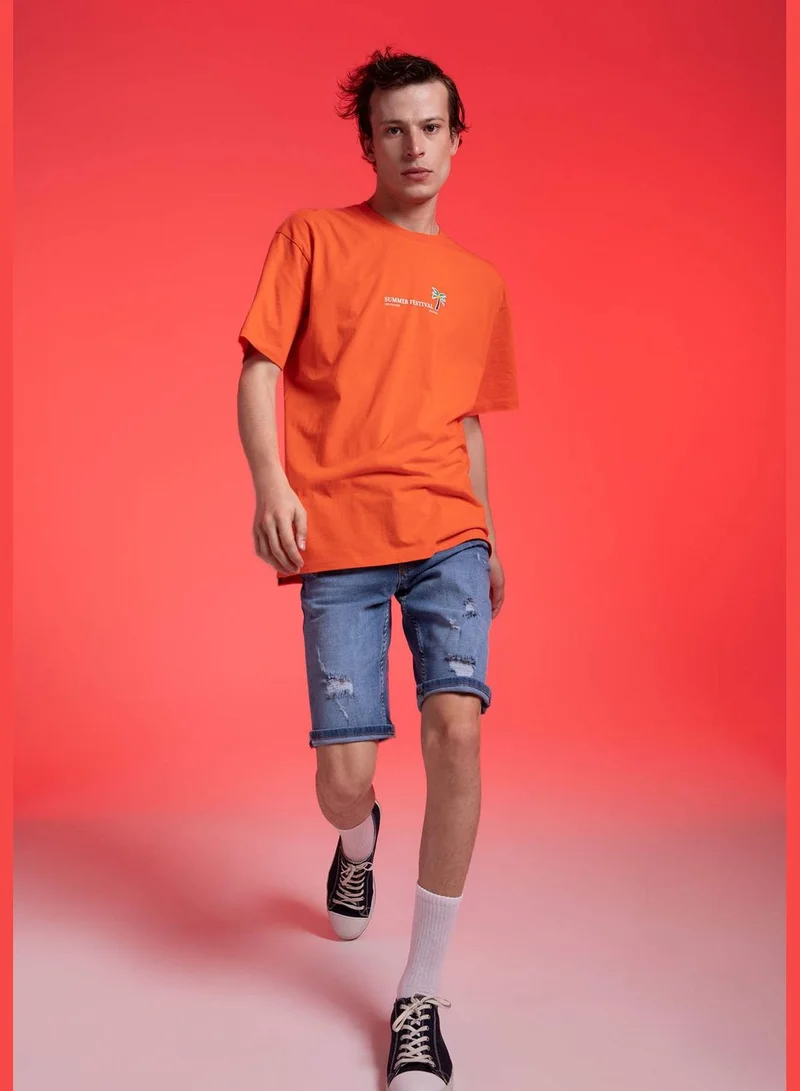 DeFacto Slim Fit Distressed Midi Jean Shorts