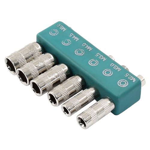 LDEXIN 6 in 1 Hex Socket Adapter with H4 Shank, 2.5mm 3mm 3.5mm 4mm 4.5mm 5mm Metric 6 Point Power Nut Driver Drill Bit Set - Image 1