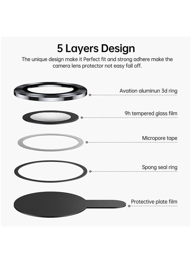 Captaintech 3+1  for iPhone 14 Pro Max (6.7 inch)/ iPhone 14 Pro (6.1 inch) Camera Lens Protector,Anti Scrach HD Tempered Metal Glass Camera Screen Protector Shockproof Cover Film,Graphite  - Image 4