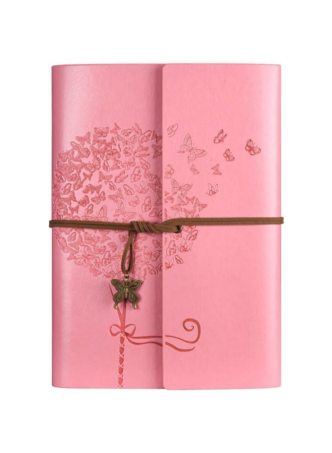 OMEYA Leather Journal Notebook, Vintage Refillable Journal with 2 PVC Pockets, Travel Journal for Writing, Diary Journal for Women, Men, Girls and Boys, 100GSM Lined Paper, 160 Pages (Pink, A6 7.3"x 5.1") - Image 1