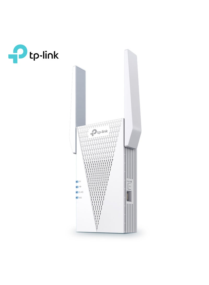 تي بي لينك RE715X--TP-LINK موسع النطاق، ثنائي النطاق، واي فاي 6، سرعة تصل إلى 3.00 جيجابت في الثانية، تغطية تصل إلى 30 مترًا مربعًا، ما يصل إلى 32 مستخدمًا، أبيض - Image 1