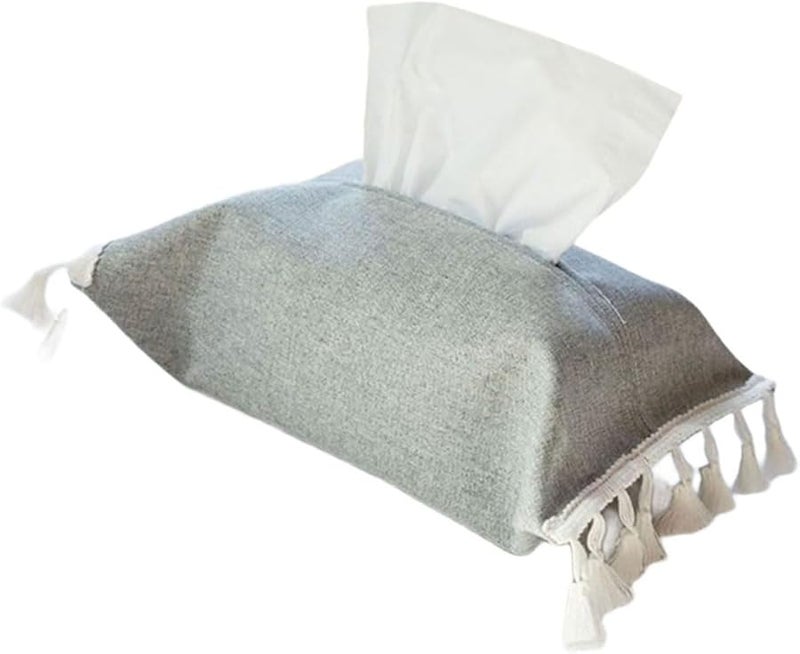 غطاء صندوق المناديل من القماش الرمادي أنيق ومتين ومحمول لتزيين المنزل والمكتب - Image 2