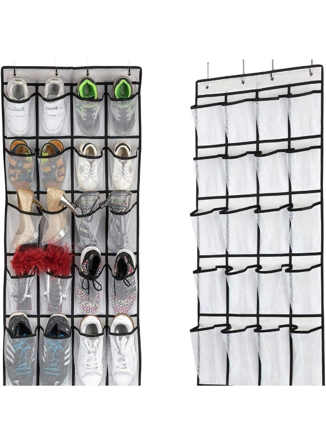 رف أحذية يعلق على الباب مع 24 جيوب شبكية كبيرة منظم أحذية معلق للخزانة حامل رف أحذية معلق - Image 3