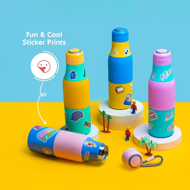 Rabitat ZAPPY Personalized Vaccum Insulated Water Bottle 700ml Laven Rebel | Hot & Cold Stainless Steel Leakproof Water Bottle for Kids | Sipper for Kids | BPA Free | Rust Proof | ISI Certifed - Image 5