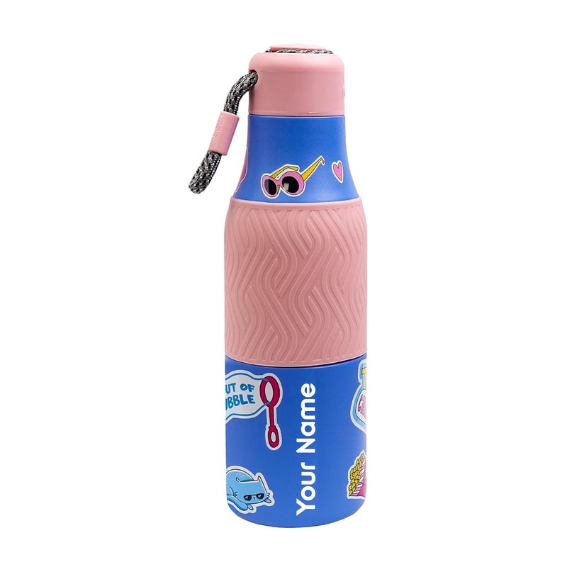 Rabitat ZAPPY Personalized Vaccum Insulated Water Bottle 700ml Laven Rebel | Hot & Cold Stainless Steel Leakproof Water Bottle for Kids | Sipper for Kids | BPA Free | Rust Proof | ISI Certifed - Image 1