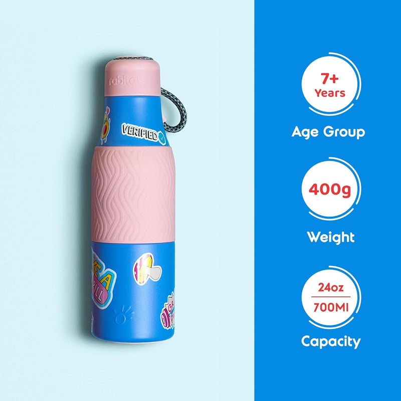 Rabitat ZAPPY Personalized Vaccum Insulated Water Bottle 700ml Laven Rebel | Hot & Cold Stainless Steel Leakproof Water Bottle for Kids | Sipper for Kids | BPA Free | Rust Proof | ISI Certifed - Image 2