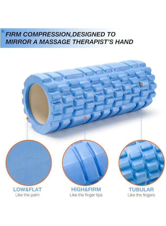 BEWAVE Foam Roller, EVA Muscle Roller for Yoga Pilates Back Exercise Physical Therapy 30 x 10 cm Blue
