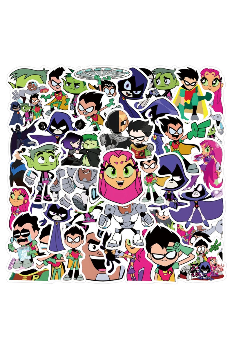 MULTICOLOR 60Pcs Cartoon Teen Titans Go Stickers Starfire DIY Stickers Scrapbooking Phone Luggage Sk
