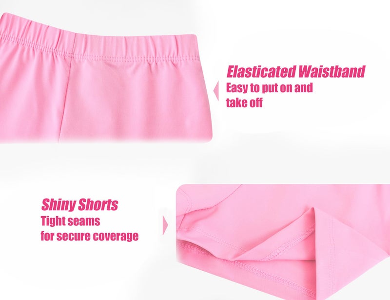 Jinhiteam Girls Leotards for Gymnastics Size 7-8 Years Old Colorful Stripes Pattern Unitard with Pink Shorts - Image 3