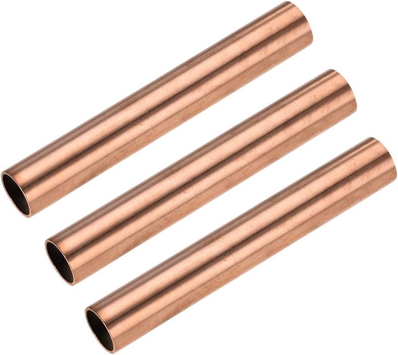 uxcell Copper Round Tube, 15mm OD 1mm Wall Thickness 100mm Length Straight Pipe Tubing 3 Pcs - Image 1