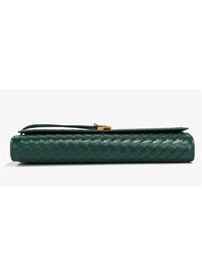 Trendy Woven Evening Clutch Purses Women Underarm Shoulder Handbag Cute Satchels Crossbody Purse PU Leather Wallet - Image 4
