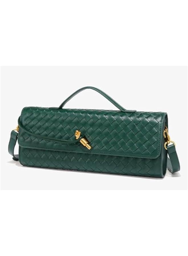 Trendy Woven Evening Clutch Purses Women Underarm Shoulder Handbag Cute Satchels Crossbody Purse PU Leather Wallet - Image 2
