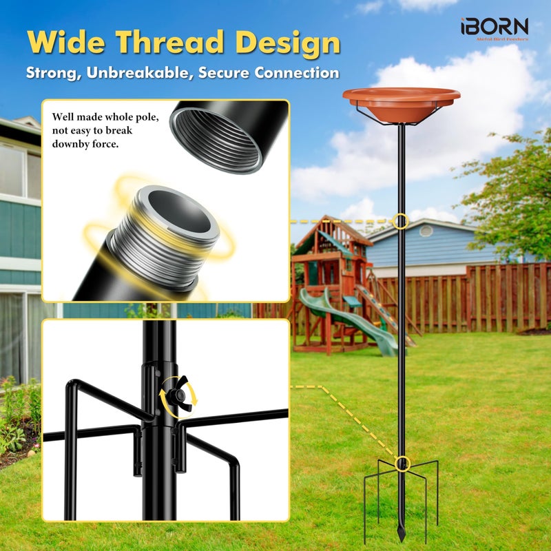 iBorn 36â€³ Standing Bird Feeder for Outdoors with 3 Adjustable Height Pole,12â€³ BPA-Free Plastic Platform Bird Feeder Seed Tray,5-Prongs Base,Birdfeeders Tray with Pole,Pack of 1ï¼ˆNot Include Fountainï¼‰ - Image 5