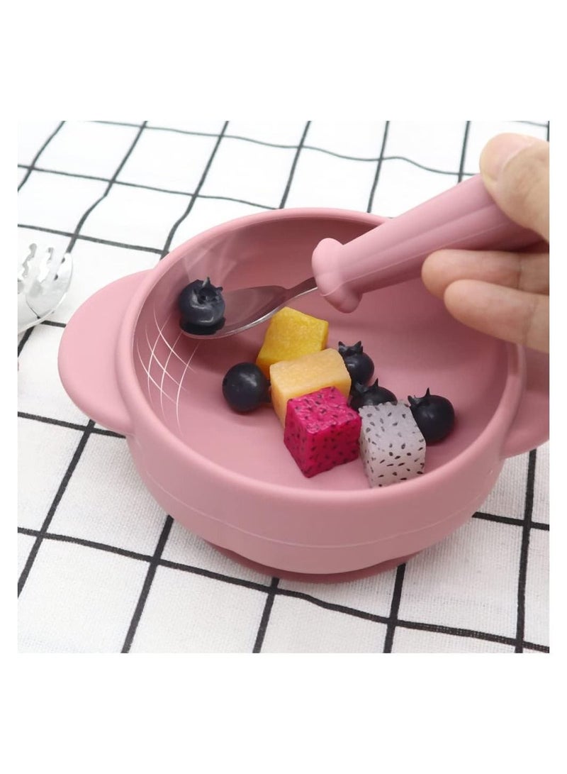 PLAY 17 Pieces Baby Feeding Silicon Utensils with suction including Spoons Bib Cup and Infant Suction Plate with Lid - Image 3