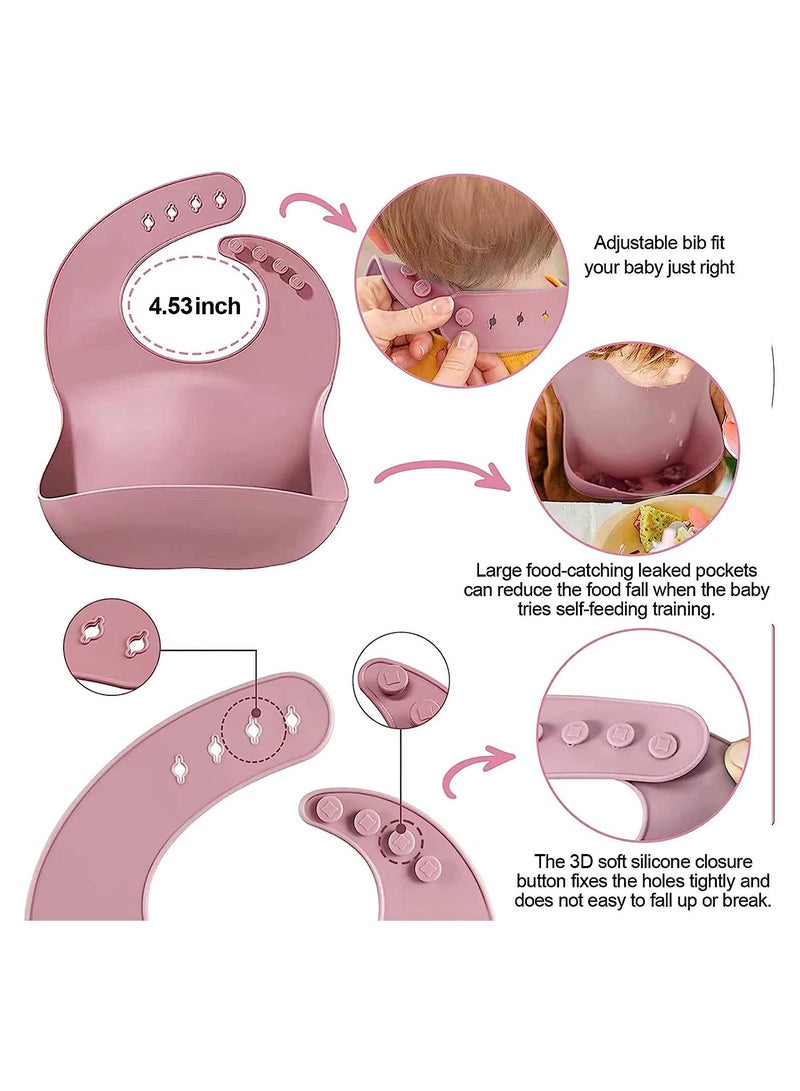 PLAY 17 Pieces Baby Feeding Silicon Utensils with suction including Spoons Bib Cup and Infant Suction Plate with Lid - Image 4
