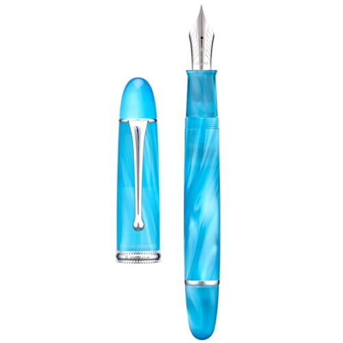 Asvine V800 Fountain Pen Vacuum Filling System with Large Ink CapacityNumber 8 Stub Nib 11mm Calligraphy Art Drawing with Wrench Sky Blue Acrylic - Image 3