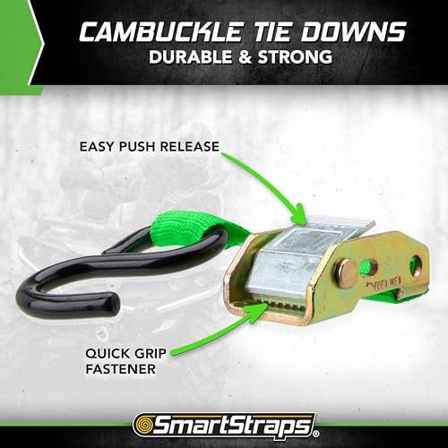 SmartStraps 10-Foot Cambuckle (4pk) 900 lbs Break Strength, 300 lbs Safe Work Load– Tie Down Fragile and Lighter Loads for Transport – Offers More Security Than Rope - Image 3
