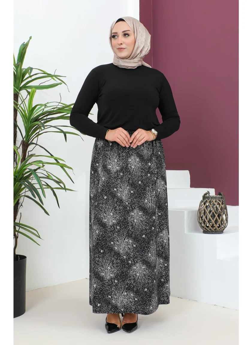 سيفا ميرفي Plus Size Pieced Viscose Skirt 4360D-01 Black
