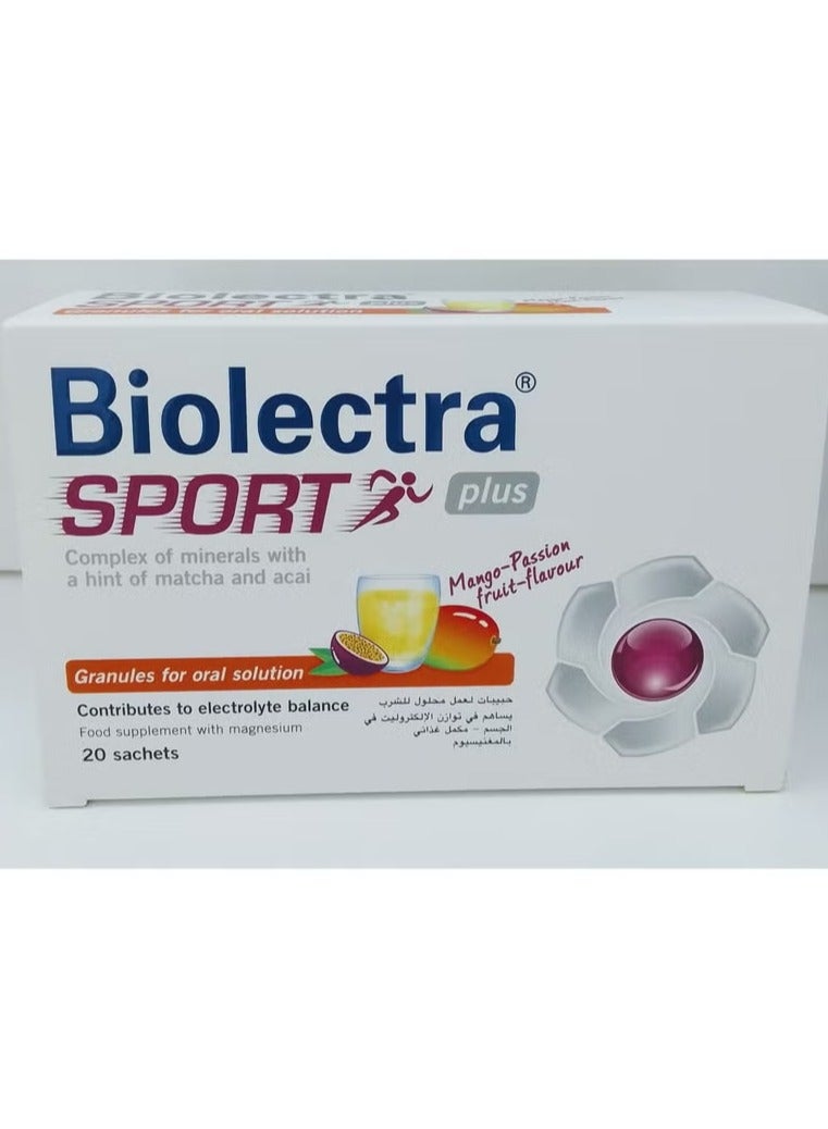 Biolectra Bioelectra Sport Plus Sachets 20's Mango Passion fruit Flavour