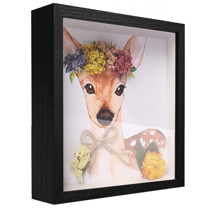 sunmeg SUNMEG 12x12 Shadow Box Frame Display Case Wood with Plexiglass Display Case Box for Memorabilia Medal CraftsTickets  Photos Picture Frame for Wall and Tabletop Black 12x12 
