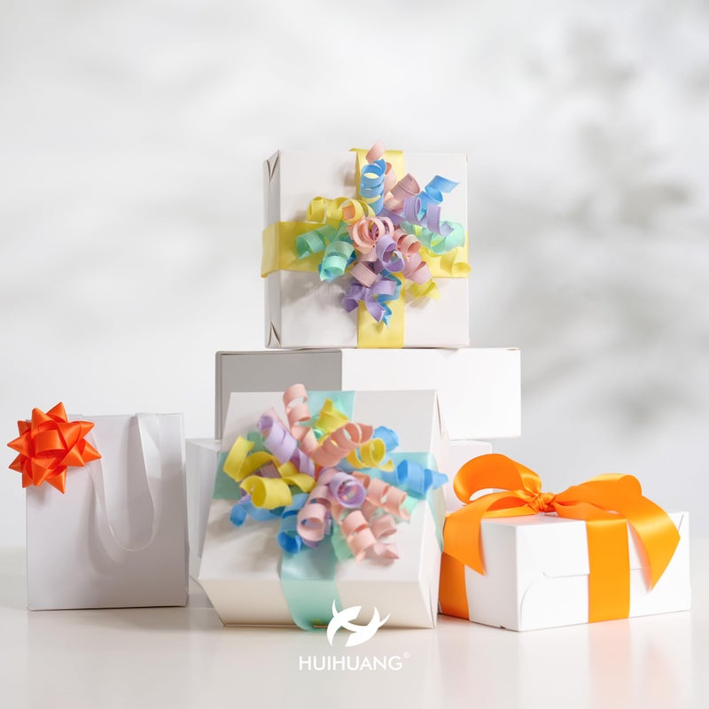 HUIHUANG Pastel Curly Ribbon Bows Pastel Bows for Gift Wrapping, Self Adhesive Burst Gift Bow for Presents, Birthday, Holiday Party Favors, Wine Bottle, Treat Bags- 6 Counts - Image 3