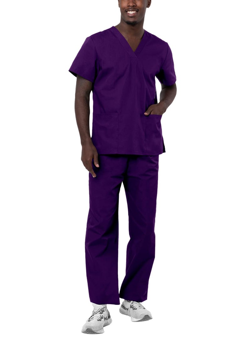 Adar Uniforms, Universal Unisex Scrubs - Unisex Drawstring Scrub Set - 701 - Purple - S - Image 1