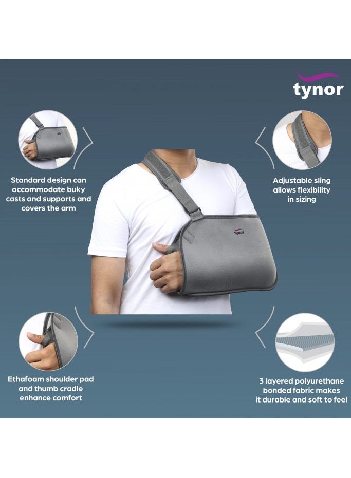Tynor Pouch Arm Sling Baggy | Lightweight & Breathable Arm Support for Injury Recovery, Shoulder Dislocation | Adjustable Comfort Fit, Pain Relief Brace for Men & Women  - Image 3