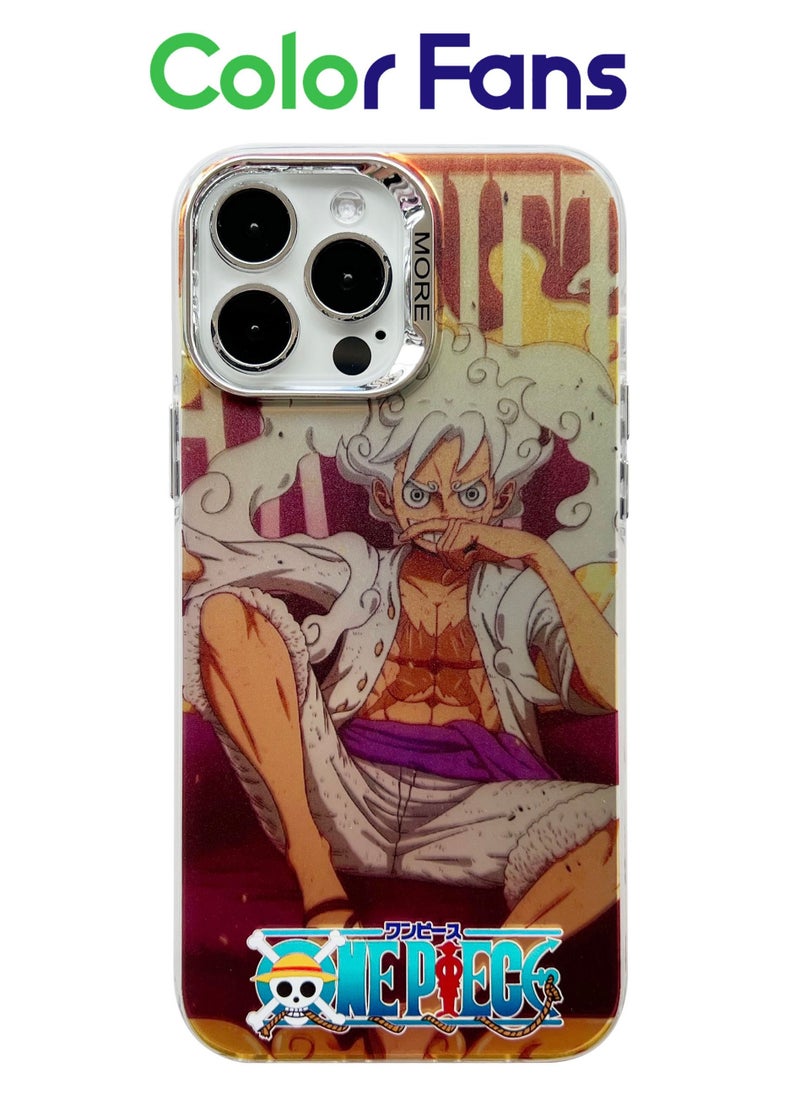 Color Fans - Cover for iPhone 12 Pro Max Electroplated Fluorescent Laser Phone Case with One Piece Pattern - Image 1