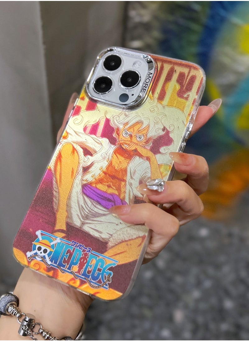 Color Fans - Cover for iPhone 12 Pro Max Electroplated Fluorescent Laser Phone Case with One Piece Pattern - Image 1