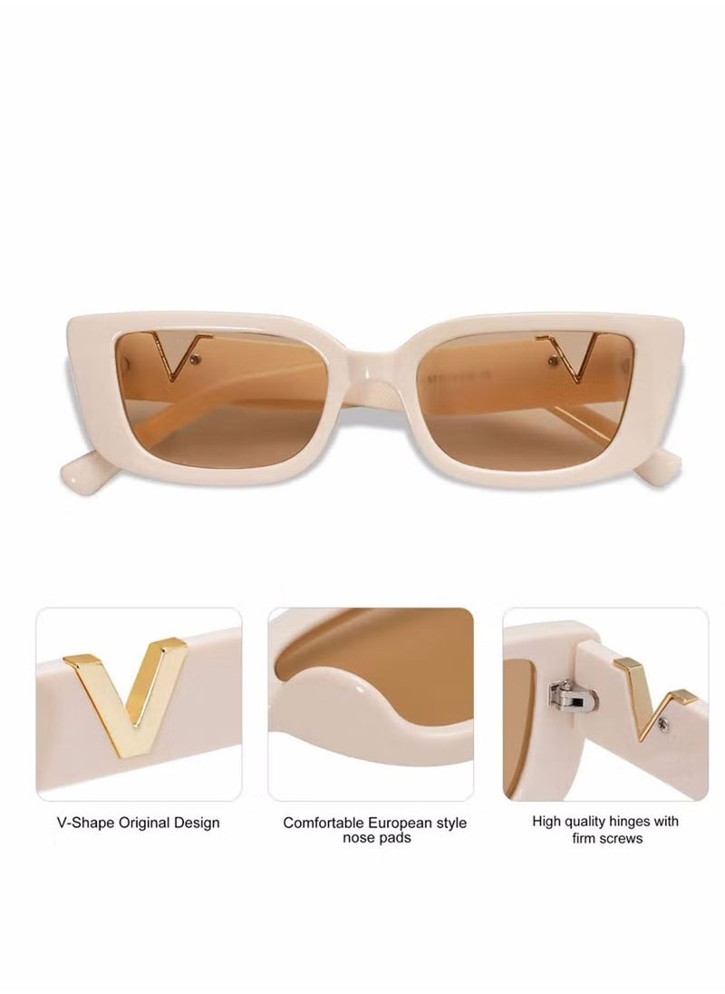 Generic - 2PCS Retro Rectangle Sunglasses Eyeglass Women and Men Vintage Small Square Sun Protection Glasse UV400 Protection Sunglasses Vintage Driving Glasses 90’s Fashion Narrow Square Frame - Image 1