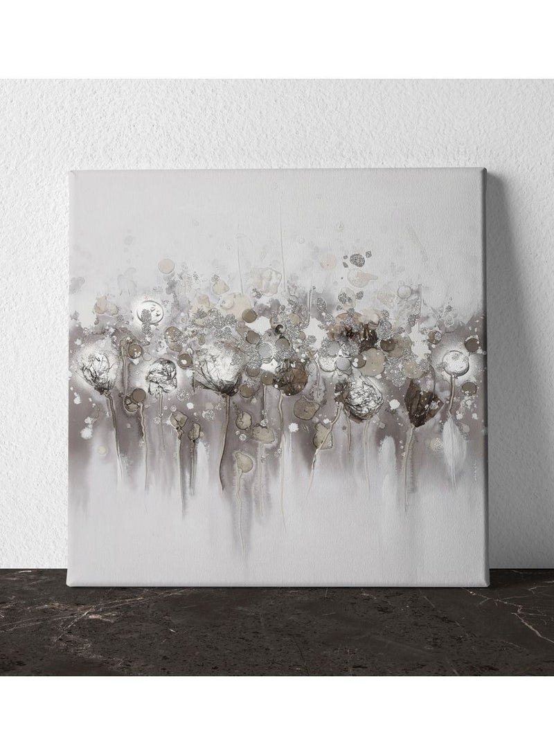 مودكلاس لوحه فنيه جداريه بخامة كانفس بتصميم تجريدى معاصر تجمع بين الوان الرصاصي والبني مع الابيض - Image 2
