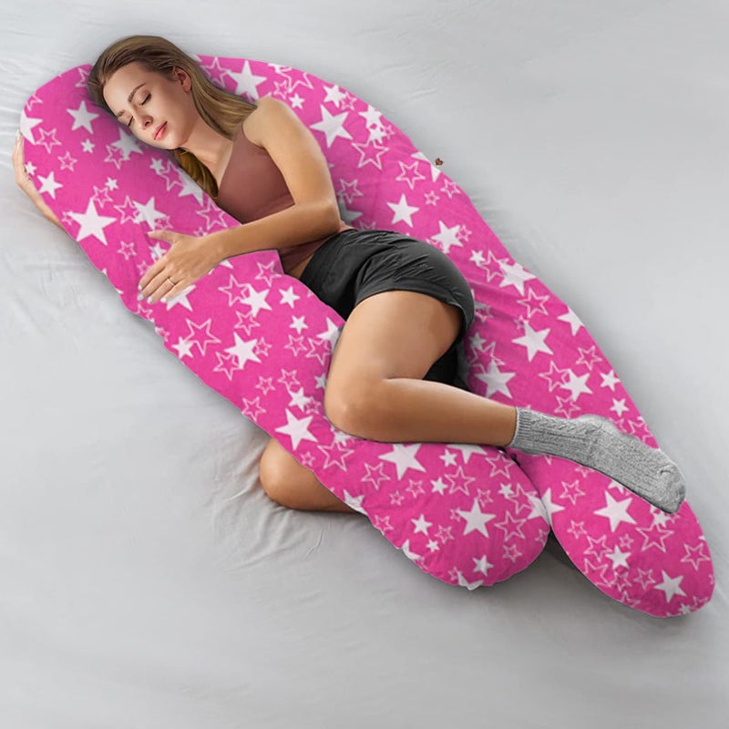 COOZLY وسادة الحمل على شكل U من COOZLY | وسادة الأمومة | أغطية قابلة للإزالة 100% قطن | ألياف PregnoCare الفاخرة (U سوبر فاخرة، وردي ستاردم) - Image 1