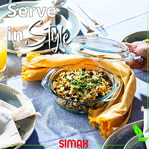 Simax Casserole Dish With Lid, 24 Ounce Round Glass Cookware, Oven and Microwave Safe Borosilicate Glass, Made In Europe 0.75 Qt - Image 5