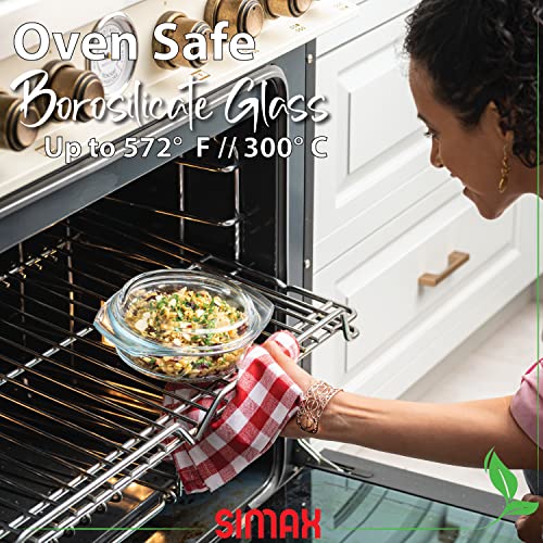 Simax Casserole Dish With Lid, 24 Ounce Round Glass Cookware, Oven and Microwave Safe Borosilicate Glass, Made In Europe 0.75 Qt - Image 4