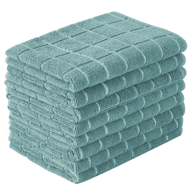 HYER KITCHEN Microfiber Dish Towels - Soft, Super Absorbent and Lint Free Kitchen Towels - 8 Pack (Lattice Designed Lake Blue Colors) - 26 x 18 Inch - Image 1